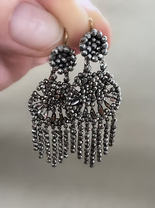 Cut steel Fringed Shell Earrings