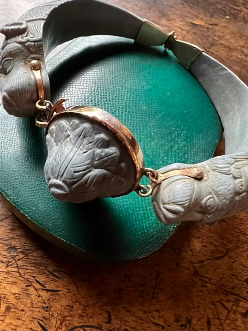 Grey Lava Carved Bracelet c.1820