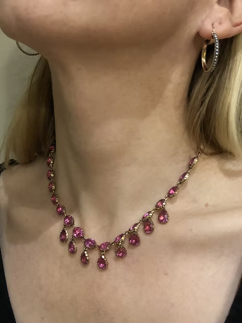 Stunning Magenta Pink Paste Necklace