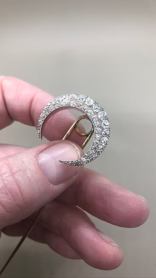 Victorian Old-Cut Diamond Crescent Moon