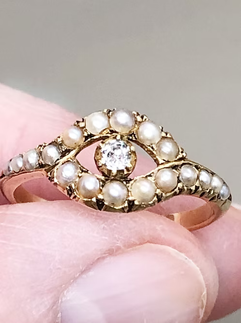 Victorian Pearl and Diamond 'Eye' ring