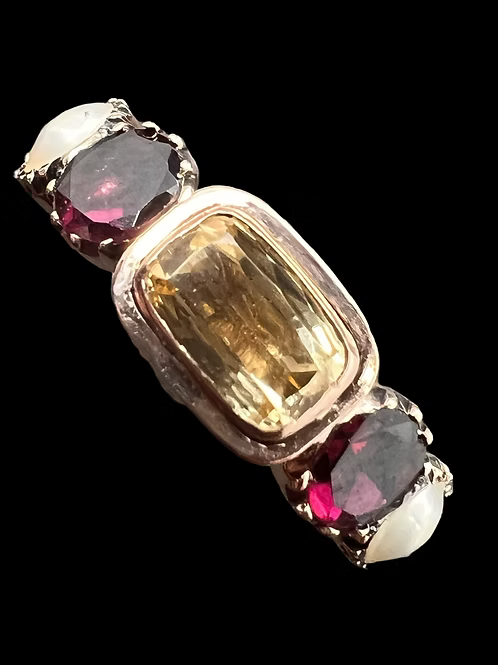 Topaz and garnet Georgian ring