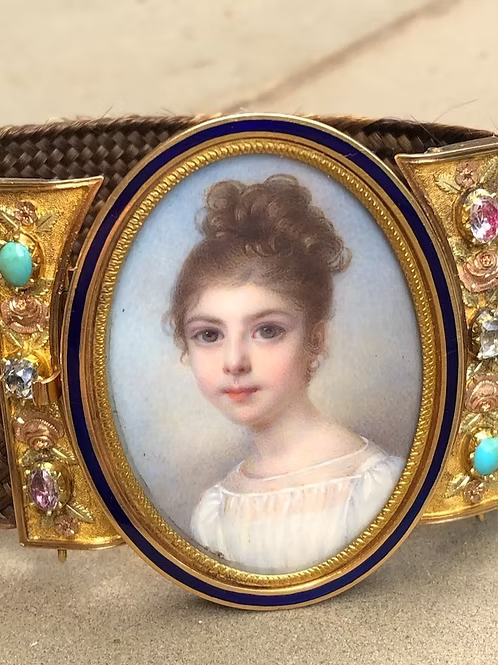 French Sentimental Portrait Miniature of a Young Girl c.1830