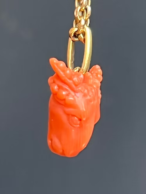 Coral Ram's Head Amulet
