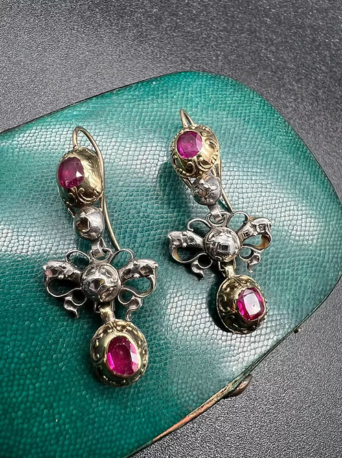 Ruby and Diamond Pendeloque Earrings