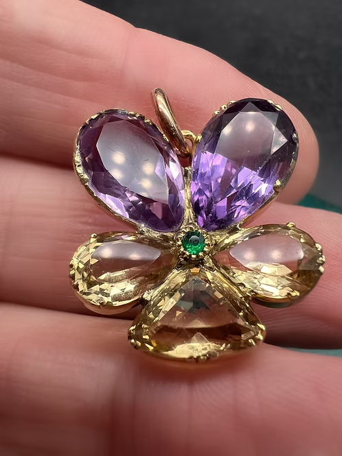 Citrine and Amethyst Pansy