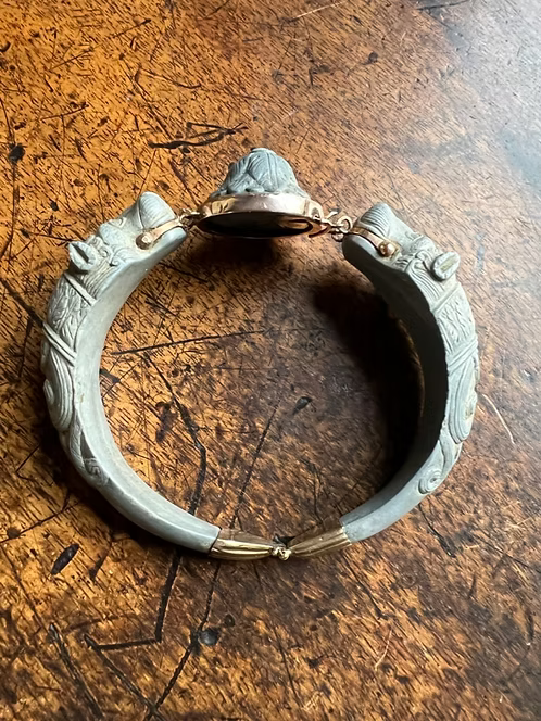 Grey Lava Carved Bracelet c.1820