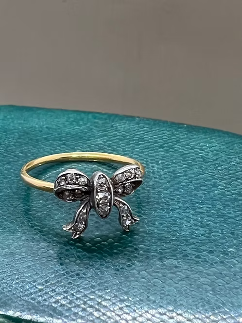 Old Cut Diamond Bow Ring