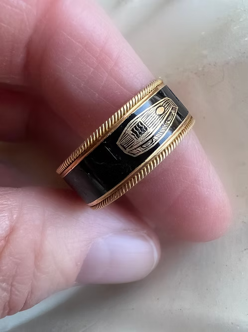 Enamel Coffin Ring
