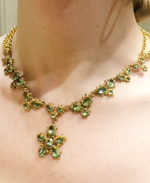 Pinchbeck and Peridot Paste Georgian Necklace