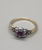 Ruby and old-cut diamond tiny cluster c.1800
