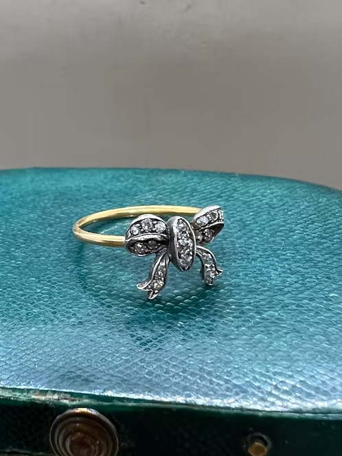Old Cut Diamond Bow Ring