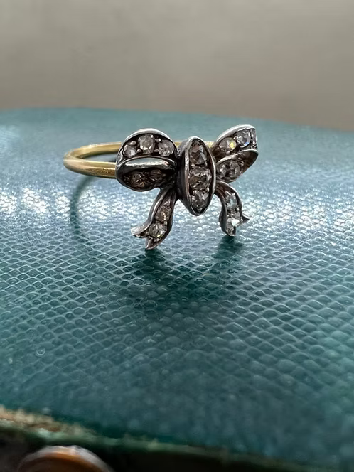Old Cut Diamond Bow Ring