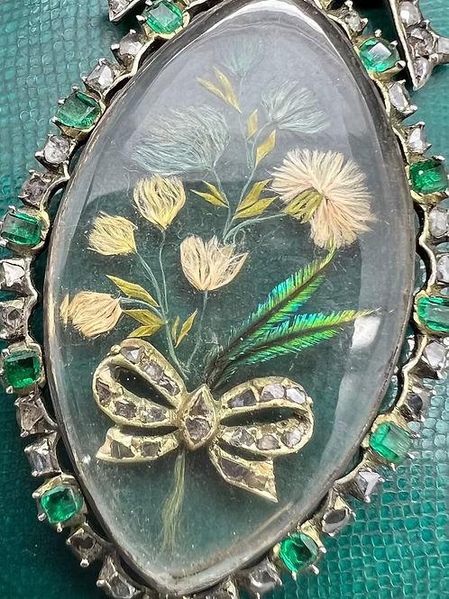 Emerald and Diamond Floral Navette
