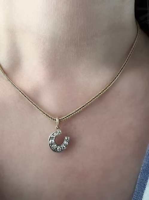 Old Cut Diamond Horseshoe Pendant