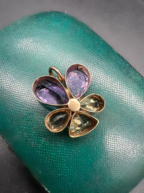 Citrine and Amethyst Pansy