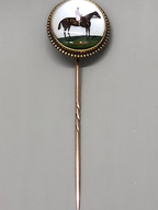 Essex crystal stickpin of jockey and racehorse