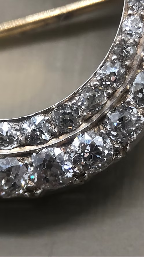 Victorian Old-Cut Diamond Crescent Moon