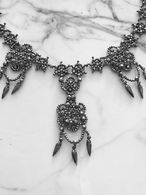 Elaborate cut-steel chandelier necklace c.1840