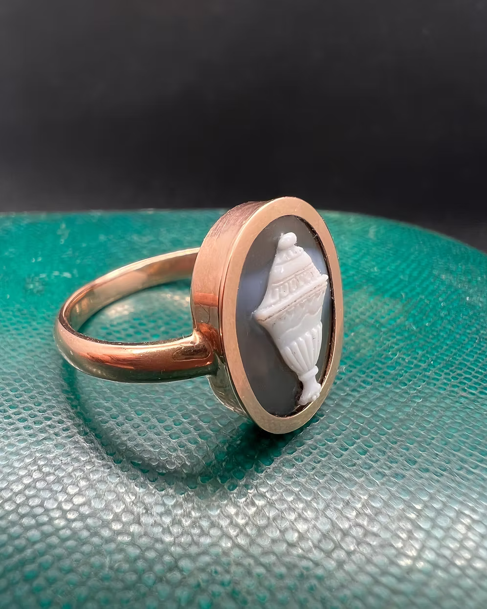Agate Urn Cameo Ring