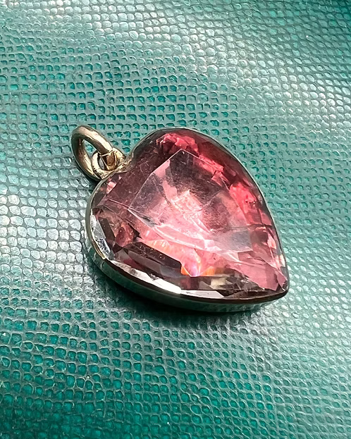Foiled Rock Crystal Georgian Heart Pendant