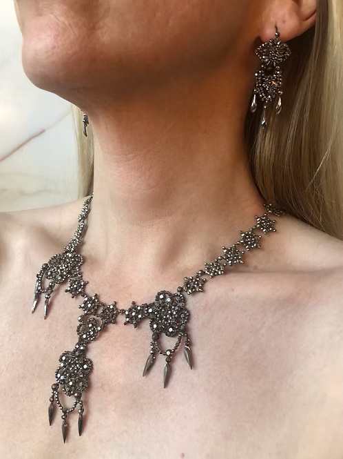Elaborate cut-steel chandelier necklace c.1840