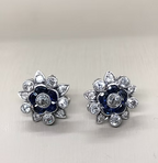 Deco Sapphire and Diamond Earrings