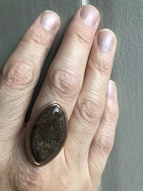 Fossilised Palmwood Navette