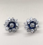 Deco Sapphire and Diamond Earrings