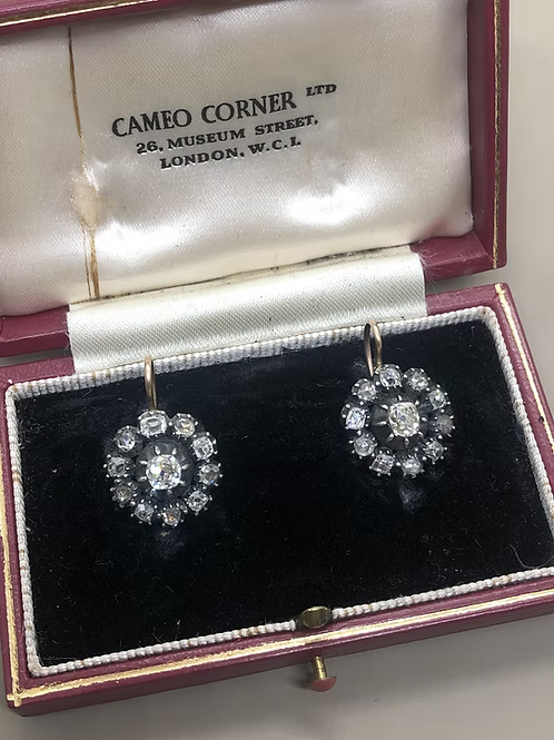 Early Victorian diamond cluster earrings