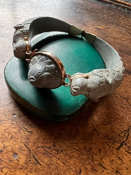 Grey Lava Carved Bracelet c.1820