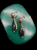 Georgian Moss Agate and Carnelian Earrings