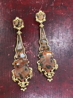 Georgian Moss Agate Articulated Earrings c.1830