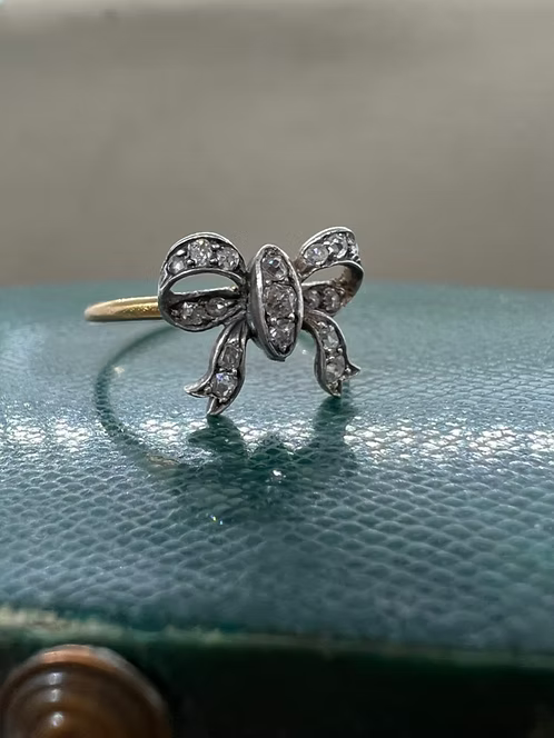 Old Cut Diamond Bow Ring