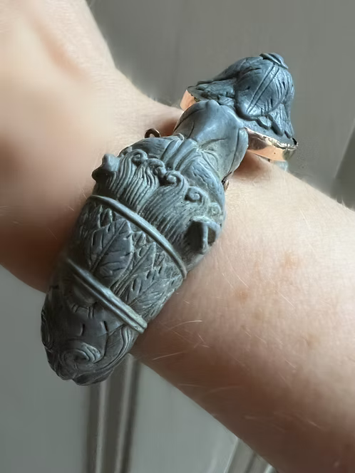 Grey Lava Carved Bracelet c.1820