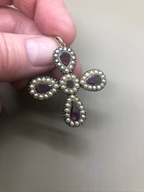 Georgian garnet and pearl cruciform