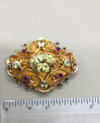 Holbeinesque Chrysoberyl and Ruby Brooch