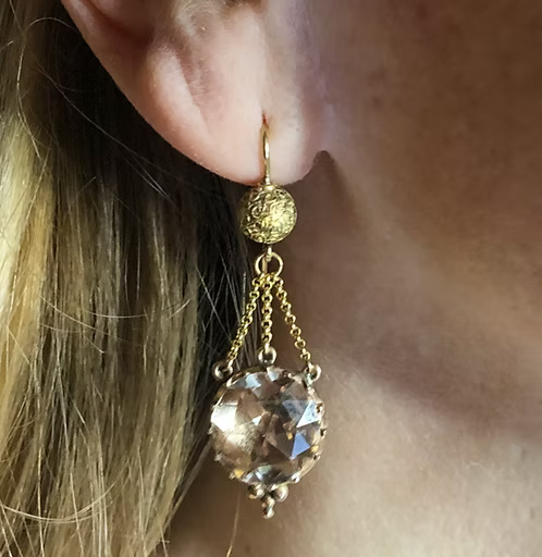 Foiled Quartz Georgian Earrings