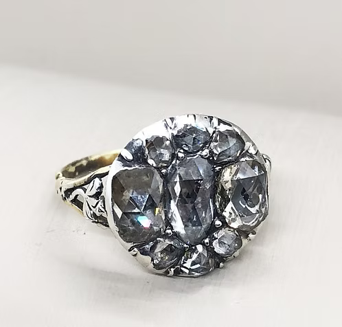 Rose diamond Butterfly Cluster Ring c.1760