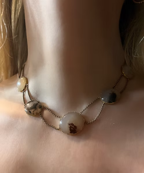 Moss Agate Esclavage Necklace