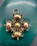 Pink Topaz Cannetille Cross Pendant