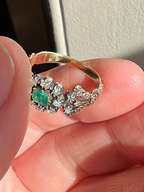 Georgian Emerald and Diamond Cluster