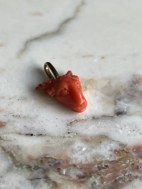Coral Ram's Head Amulet