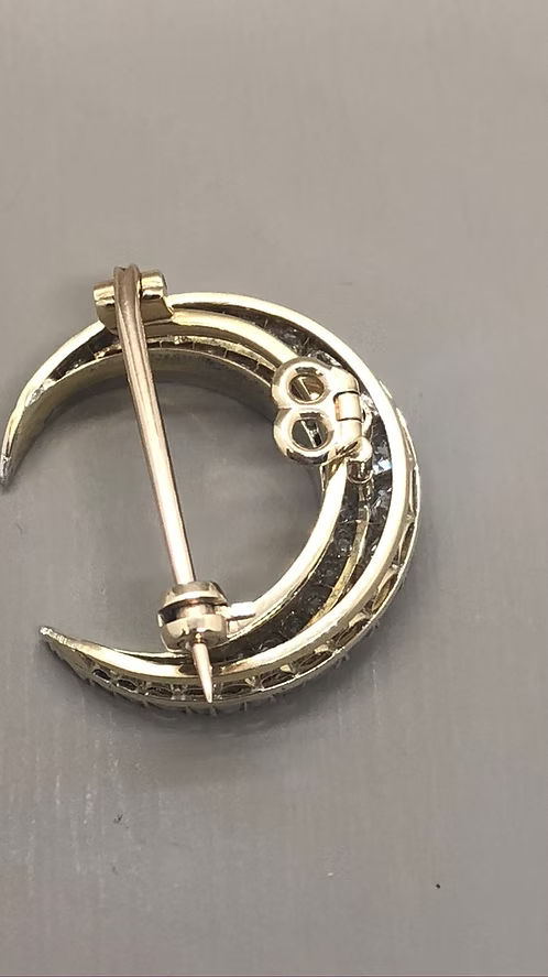 Victorian Old-Cut Diamond Crescent Moon