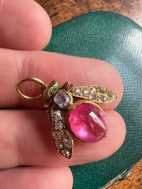Ruby and Diamond Fly Pendant