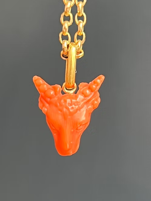 Coral Ram's Head Amulet