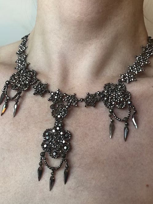 Elaborate cut-steel chandelier necklace c.1840