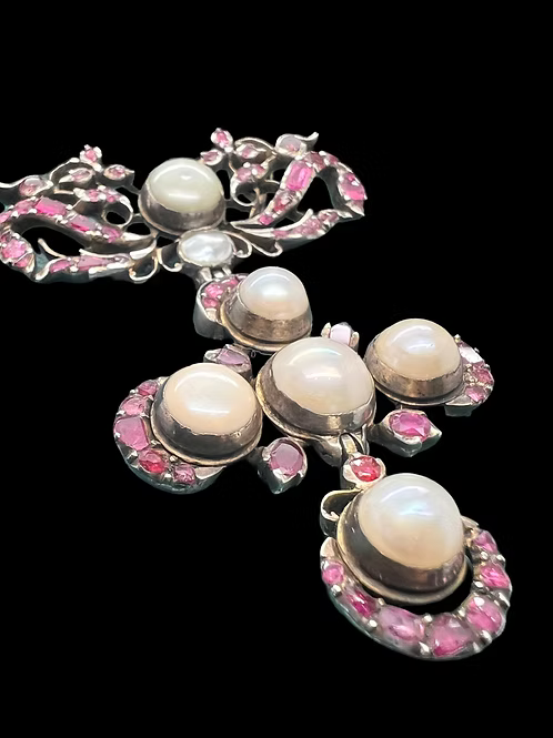 Ruby and River Pearl Rococo Pendant