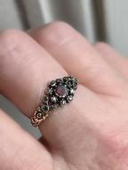 Flat-cut Garnet and Old-cut Diamond Cluster