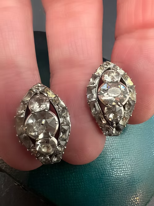 Georgian Paste Navette Earrings